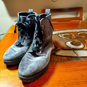 Target velvet gray combat boots 7.5 fairy goth winter